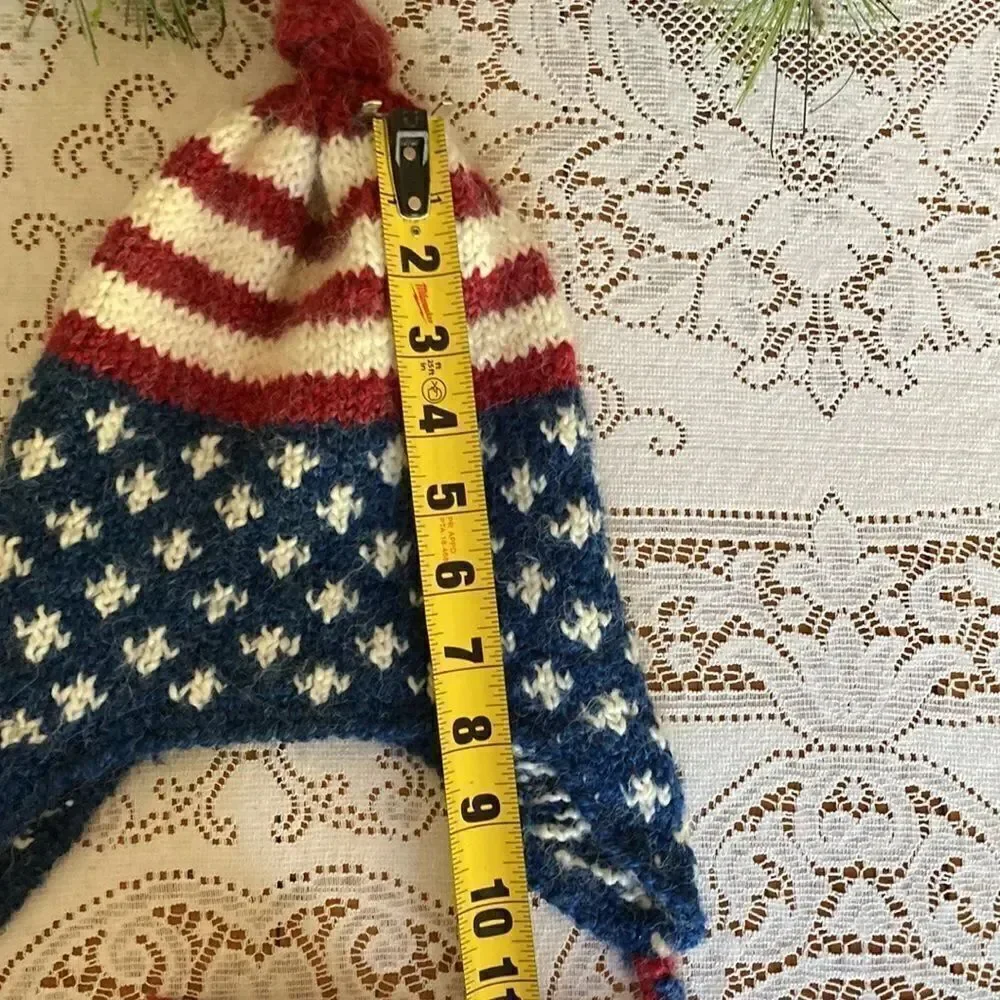 Peruvian Trading Company Beanie Red, White & Blue
